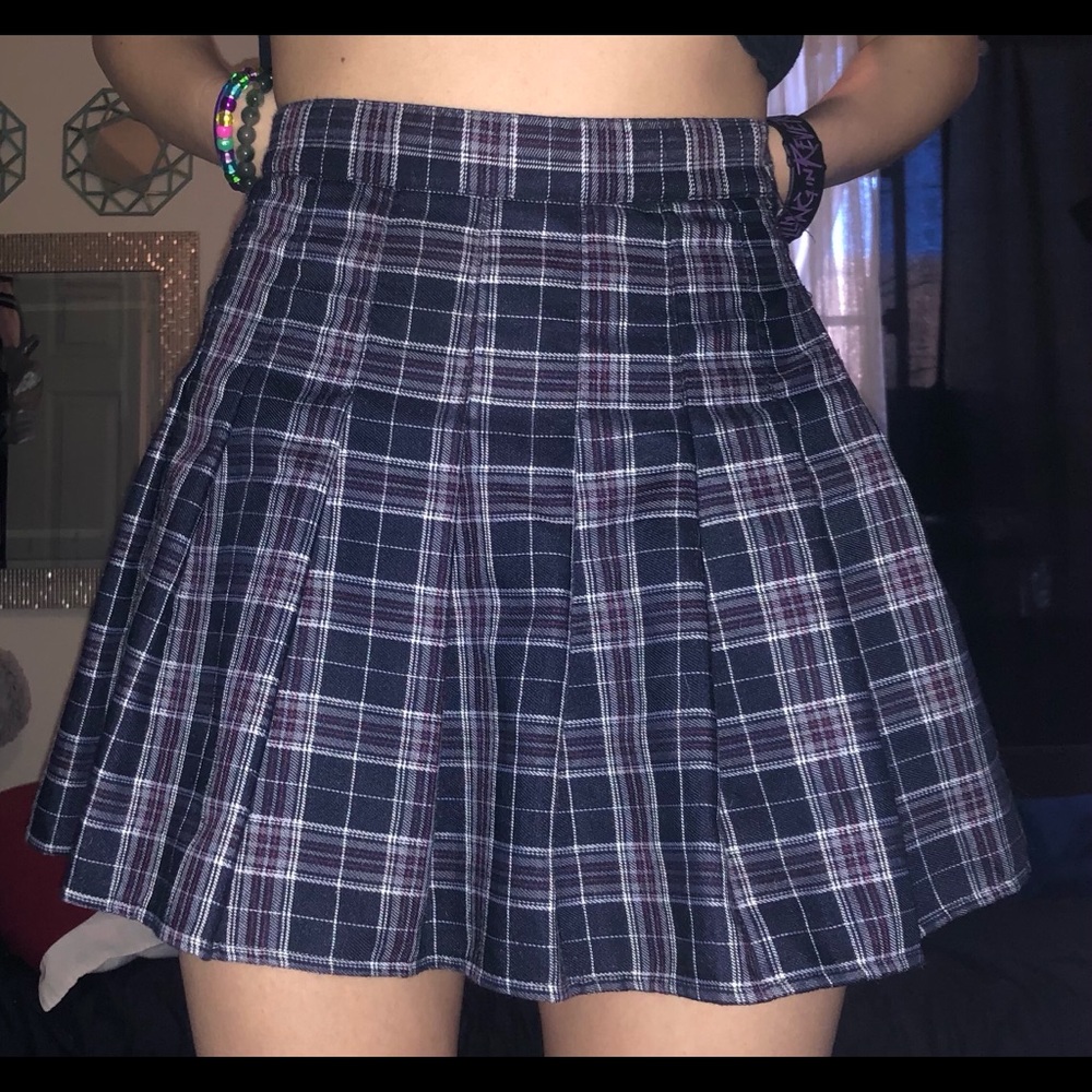 purple school girl pleaded skirt